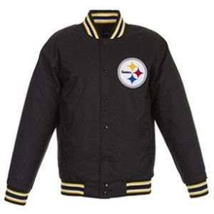 🆕  PITTSBURGH STEELERS POLY TWILL VARSITY JACKET with TEAM NAME ON BACK - MEN